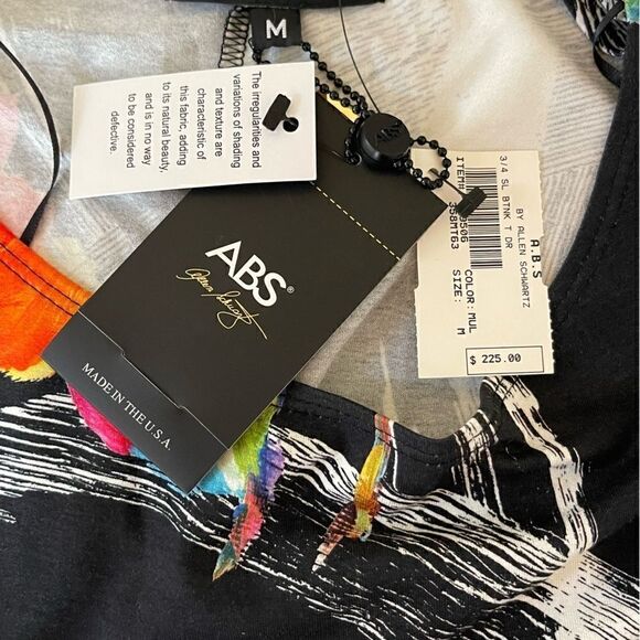 Authentic ABS by Allen Schwartz Shift Dress Black White and Floral Print - Picture 6 of 8